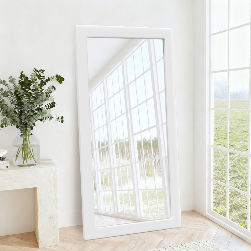 Miroir mural en bois surdimensionné pleine grandeur, 65 po x 30 po, Blanc