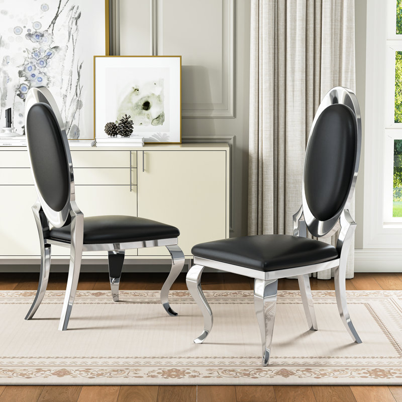 Chaise de salle à manger Miluc, Noir, Argent