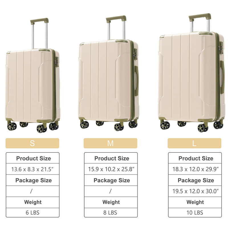 Ensemble de 3 valises extensibles à coque rigide en ABS avec double pivot, ensemble de bagages avec serrure TSA (20/24/28 pouces)