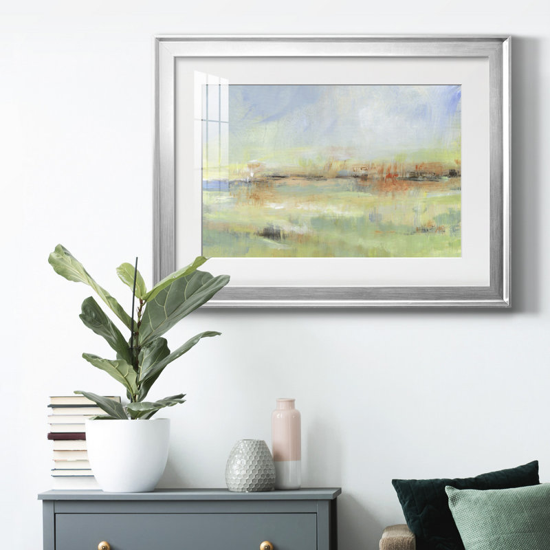 " Obfuscate II " Painting Print, Silver, 26.5" H x 36.5" W x 1" D, White