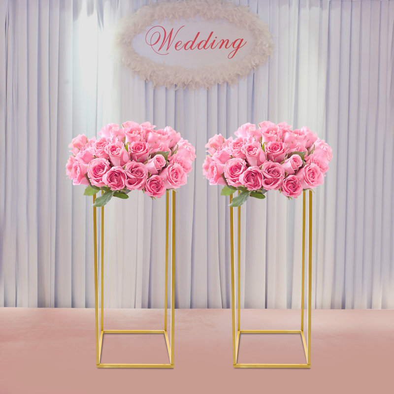 2 PCS Gold Iron Wedding Flower Stands, H 23,6 po x l 9,8 po x P 9,8 po