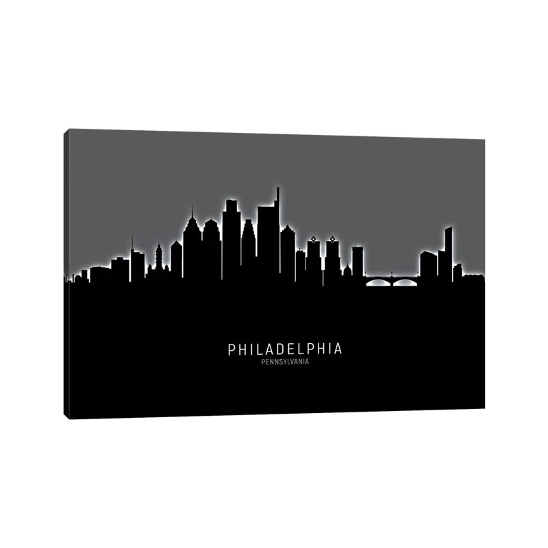 Philadelphia Pennsylvania Skyline by Michael Tompsett - 1 Piece Wrapped Canvas Wall Art, 30.48 cm H x 45.72 cm W