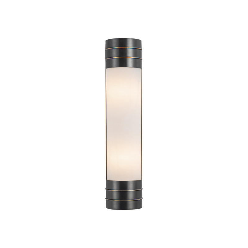 Urban Bronze Dimmable Geometric Vanity Light with Matte Opal Glass