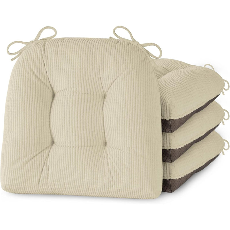 Indoor Kitchen Chair Cushions Set of 4 Dining Chair Cushions with Ties Tufted.18"X16.5"X3"