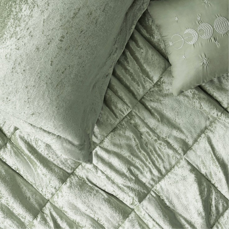 Couette en velours très grand / très grand - 4 pièces avec 2 taies décoratives et coussin décoratif, fermeture à boutons chaude et brillante