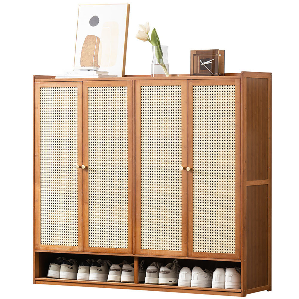 Bayou Breeze 4 Doors Natural Rattan Shoe Storage Cabinet，7 Tier ...