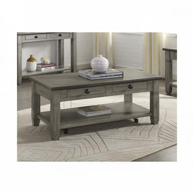 Table basse en bois avec tablette de plancher et 2 tiroirs