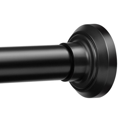 Barre de rideau de douche noire de 2,5 cm (1 po), réglable de 76 à 193 cm (30 à 76 po), tension sécurisée, installation facile sans perçage ni outils, sans espaces, acier robuste antirouille, conception anti-affaissement, pour baignoires, véhicules récréatifs et appartements