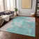 Machine Washable Indoor/Outdoor Xhevrie Teal Rug