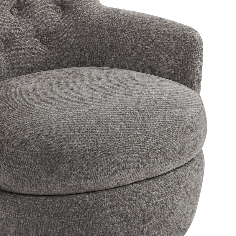 Fauteuil pivotant capitonné 29,1 po Brishen, Mélange de polyester gris fossile
