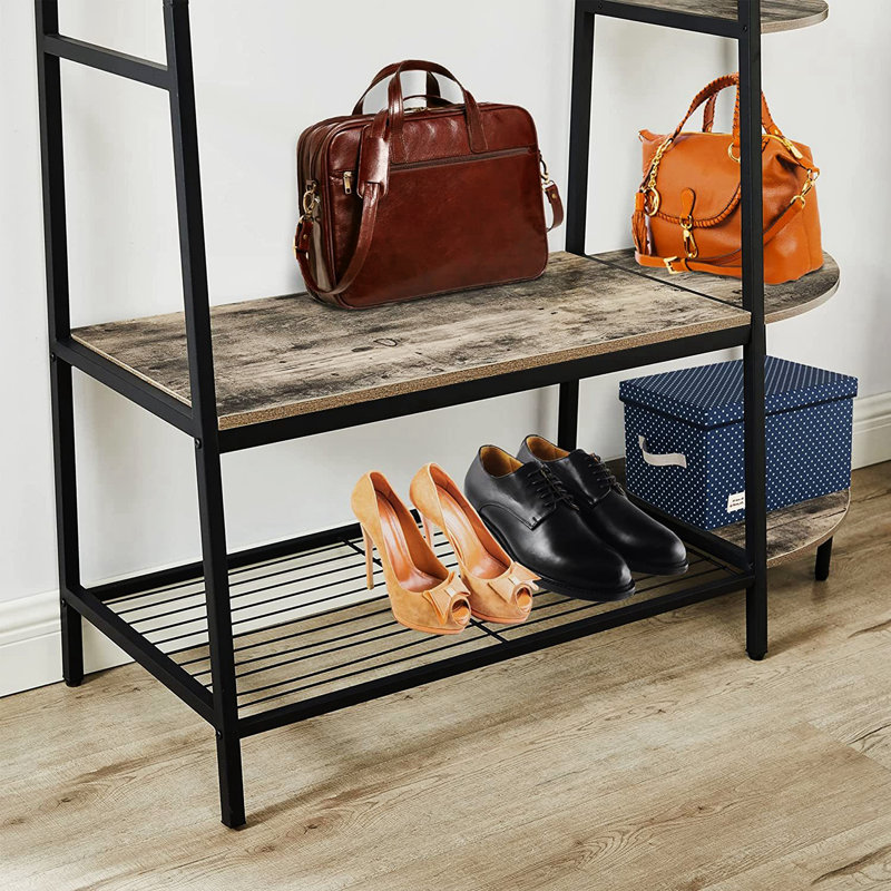 Arbre d'entrée avec banc et rangement pour chaussures, Gris