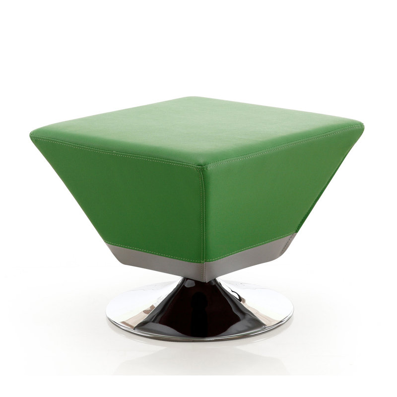 Repose-pieds pivotant en cuir 20 po Diamond, Vert / similicuir chromé poli