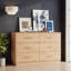Commode double moderne à 6 tiroirs pour chambre à coucher, commode l 47 po avec panneau à losanges et lumière DEL, commode de rangement pour le salon-388832042