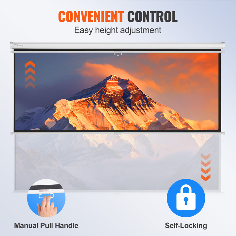VEVOR 100" White Manual Pull Down Projector Screen