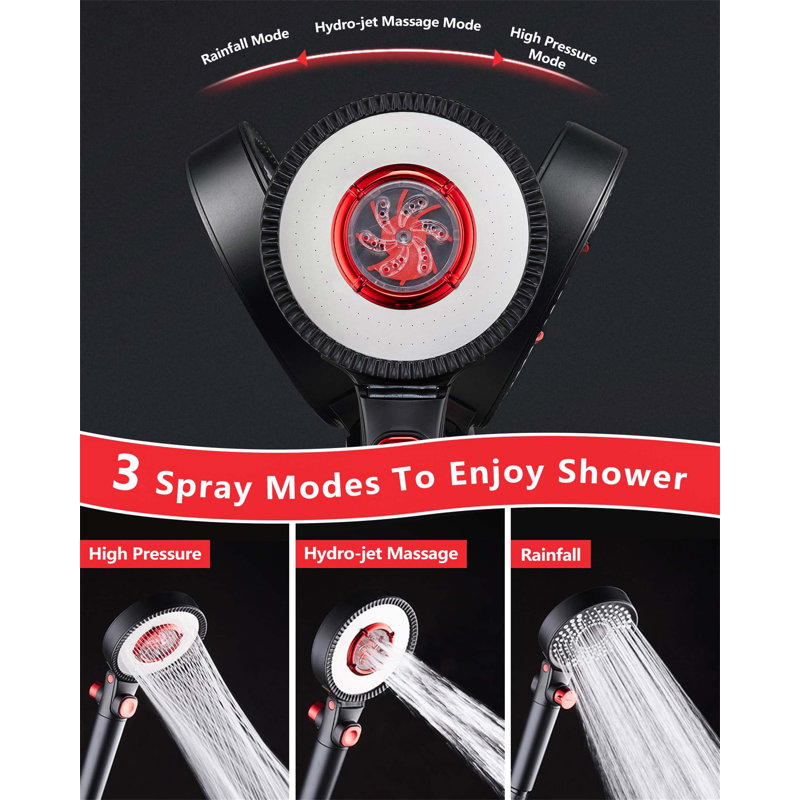 Shower Head With Filter And 3 Shower Modes, Matte Black