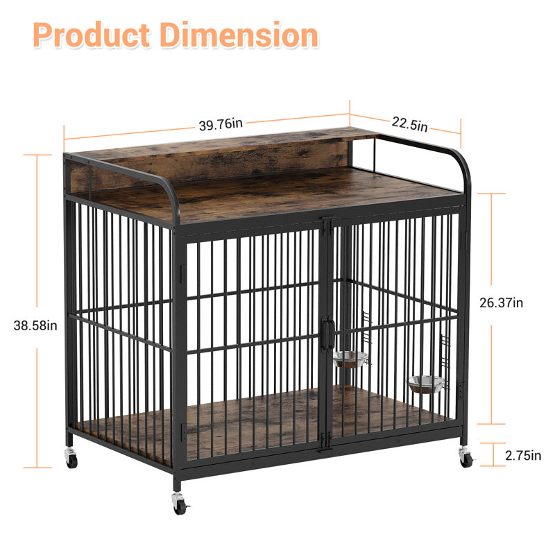 Caisse pour chien avec roulettes 360 °, Brun