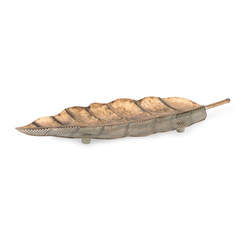 Distressed Metal Leaf Tray