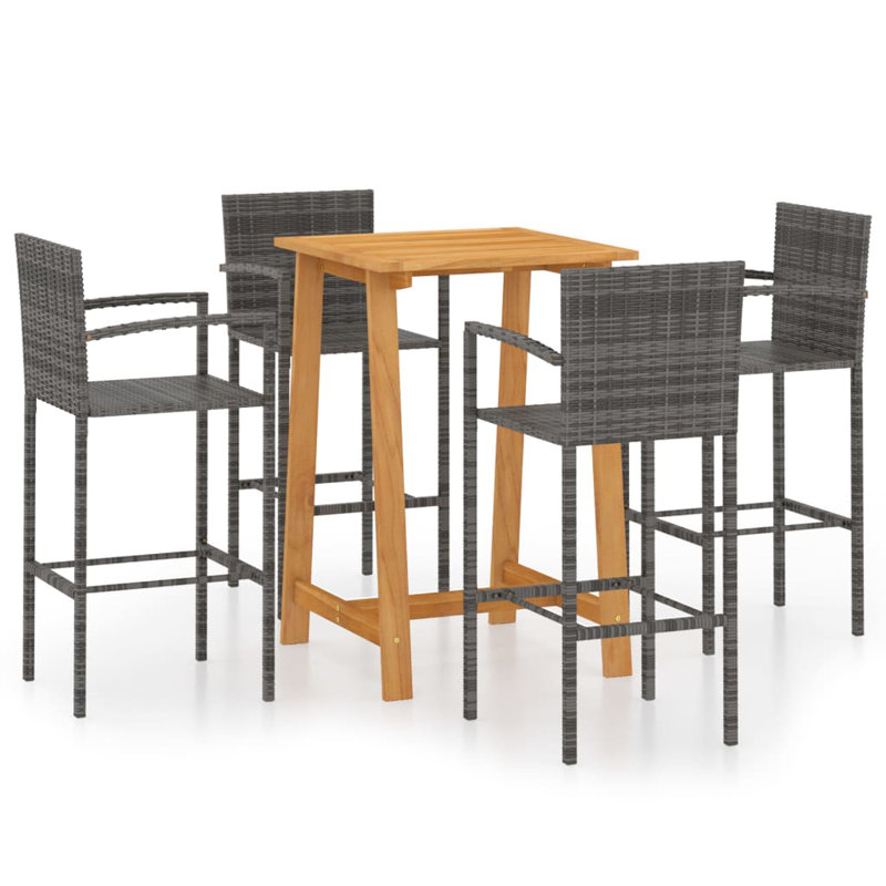 Patio Bar Table and Stools Set, Gray