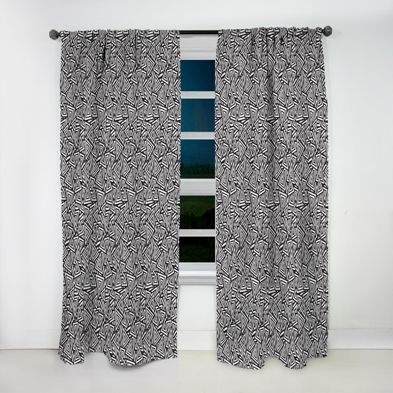 Panneau de rideau simple occultant noir et blanc, L 52 po x L 108 po