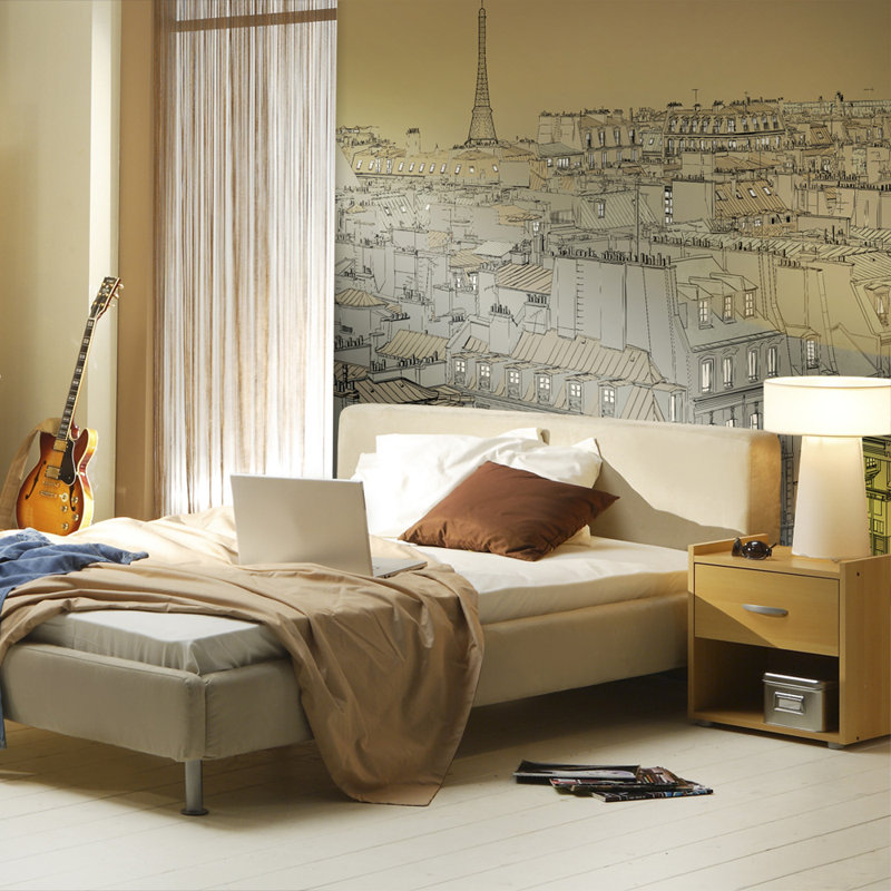 Afterglow Over Paris Wallpaper Mural, Beige, 300 cm x 231 cm