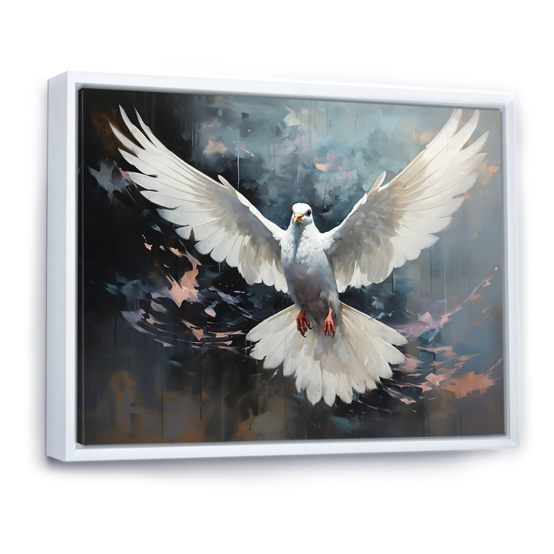 Minimalisme bleu colombe III - reproduction sur toile, Cadre flottant blanc, H 34 po x l 44 po x P 1,5 po
