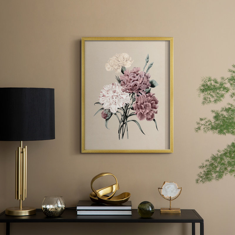 Antique Botanical I, reproduction encadrée - bois massif, H 11 po x l 9 po, Doré