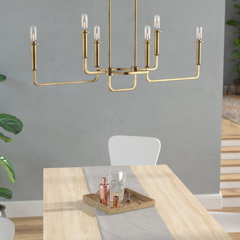 Alden 6 - Light Classic / Traditional Chandelier, Natural Brass