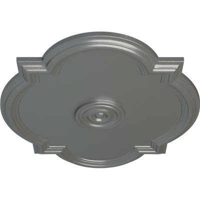Endurathane Waltz Ceiling Medallion, 24"W x 20 1/2"H x 1 1/8"P (Fits Canopies up to 5 1/4"), Hand-Painted Silver Finish