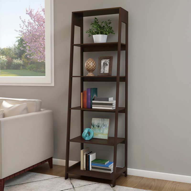 180.3cm H x 60cm W Ladder Bookcase, Dark Brown