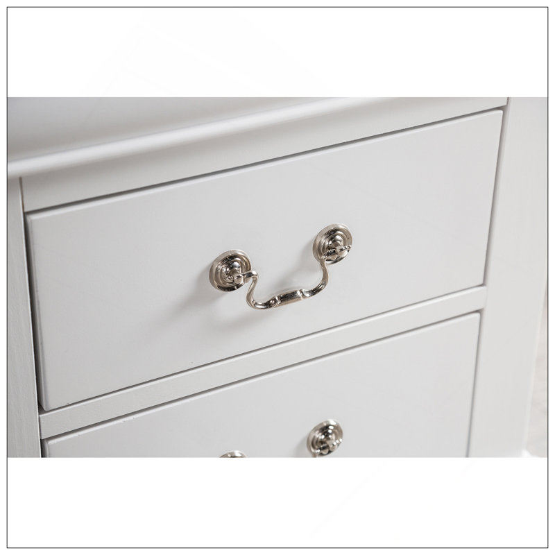 Meuble de chambre à coucher de style transitionnel 1 pièce avec pattes de support à l'épreuve de la poussière, tiroirs suspendus, tiroirs à queue d'aronde anglaise, meubles de chambre à coucher, finition blanche
