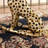 Resin Panther End Table Luxury Gold Leopard Accent Side Table With Tray Top Drink Table