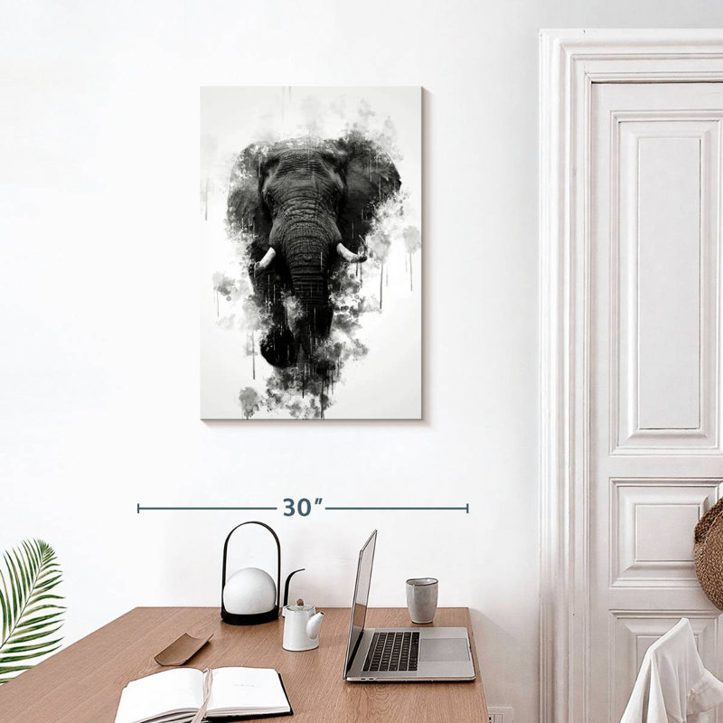 Brampt Mighty Elephant Black And White, 30" H x 20" W