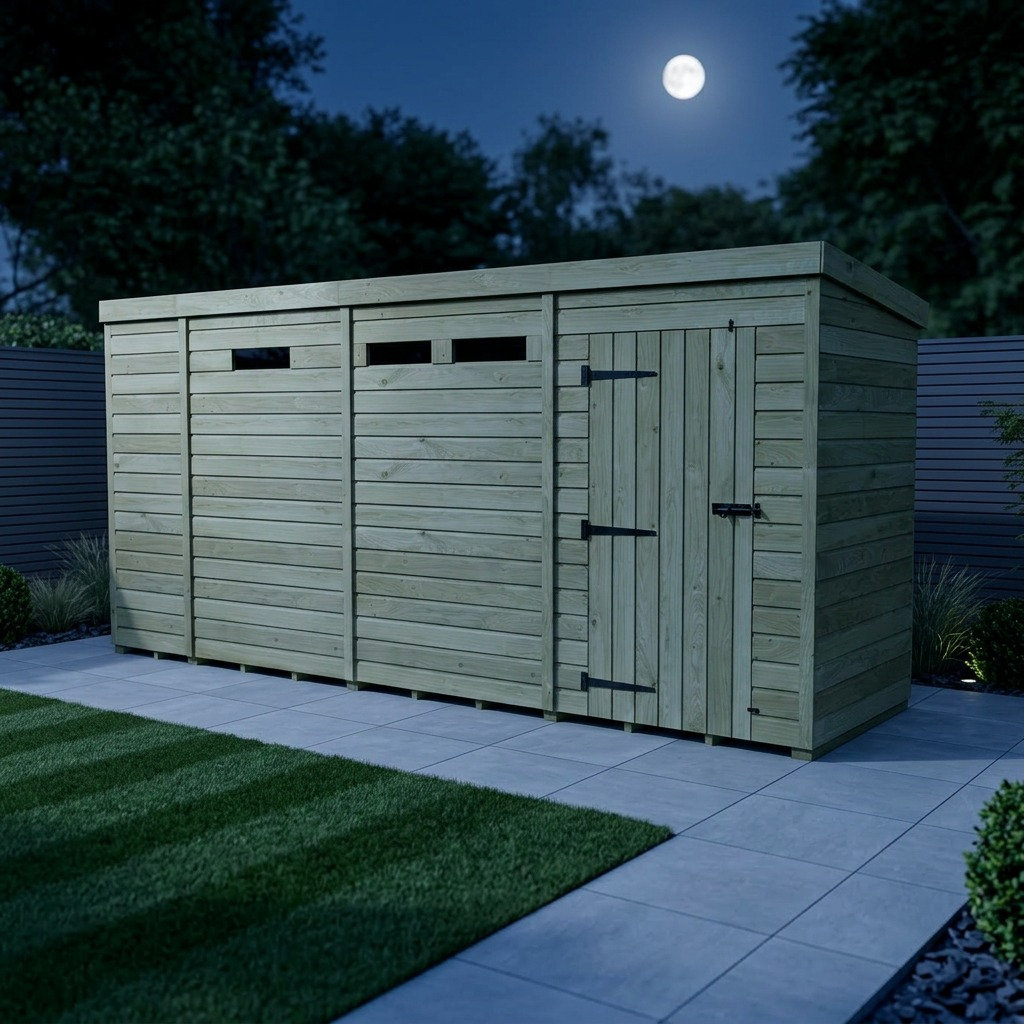 Total Sheds 13ft x 4ft Security Pent Shed - Heavy-Duty Hasp Staple Anti-Tamper - Pressure Treated Timber - UK Manufactured