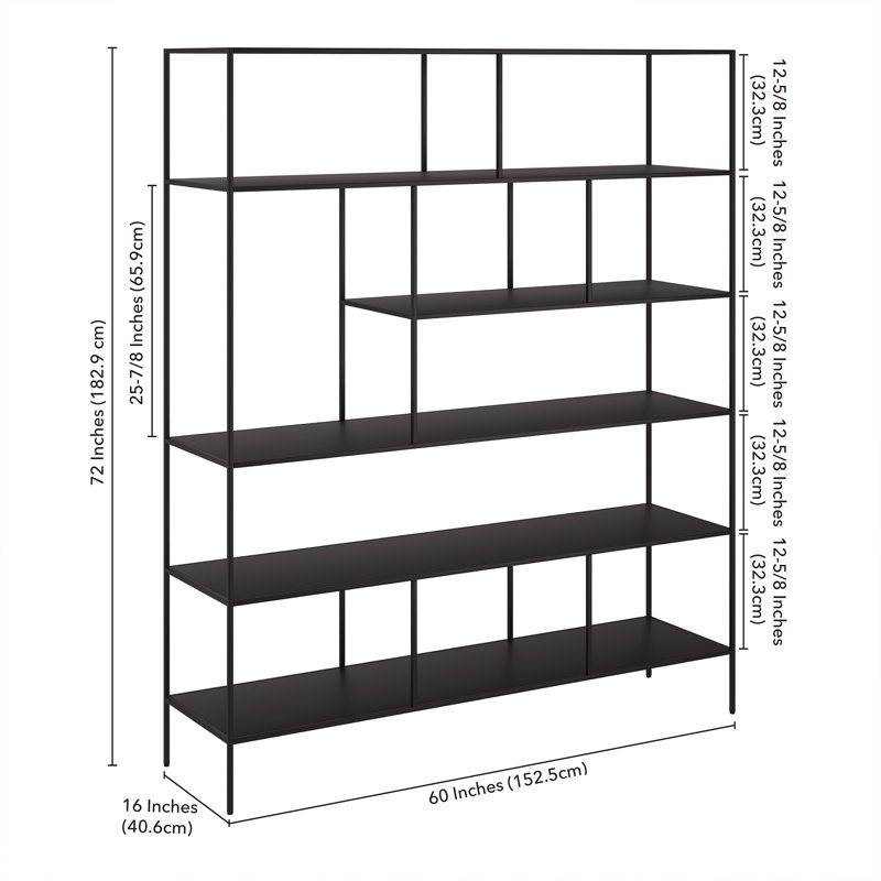 Whitmore 72" Tall Rectangular Bookcase in Blackened Bronze