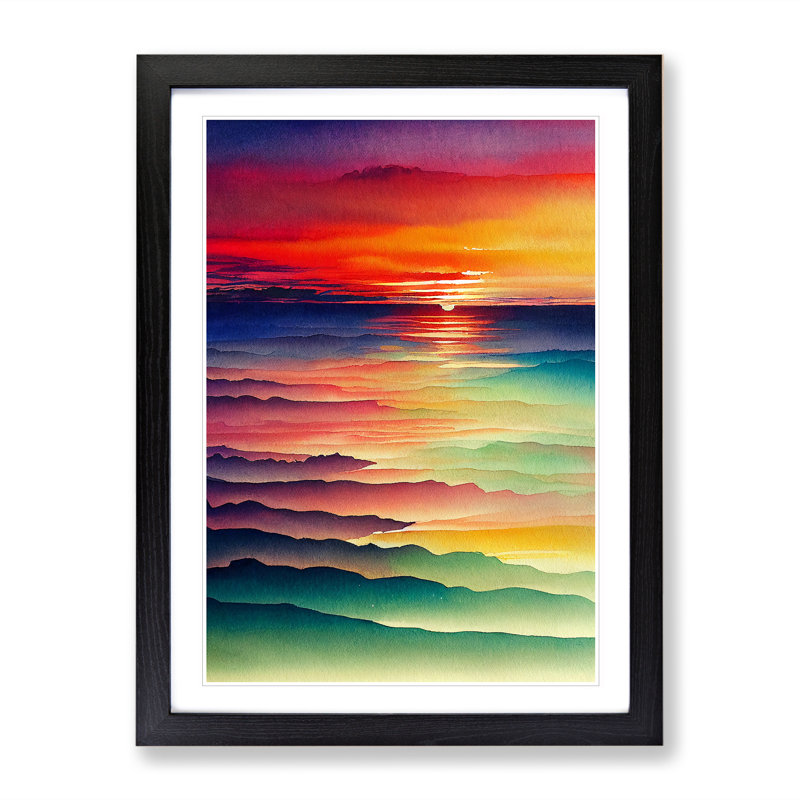 XV1022-974X Beaming Sunset - Print, Black Framed Paper, 66cm H x 48cm W, White