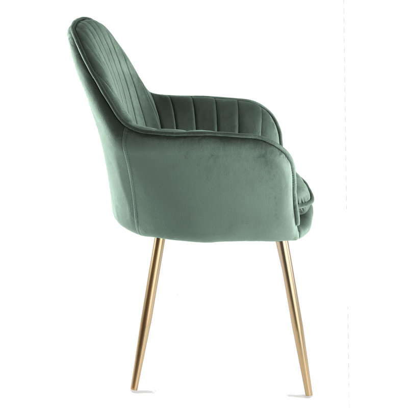 Pugliese Velvet Armchair, Gold, Dark Green
