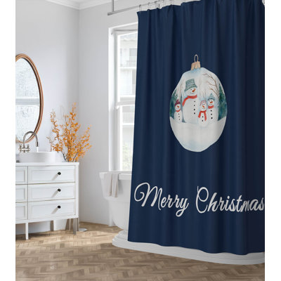 Merry Christmas Snowman Family Ultra-Thin Lightweight Shower Curtain