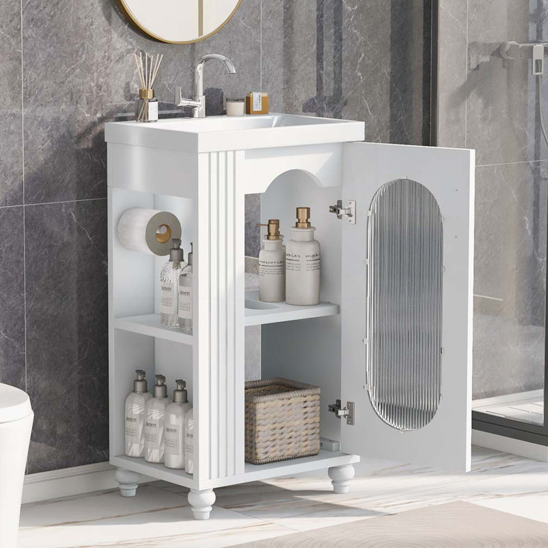 Meuble-lavabo de 20 po avec lavabo, meuble-lavabo, Blanc