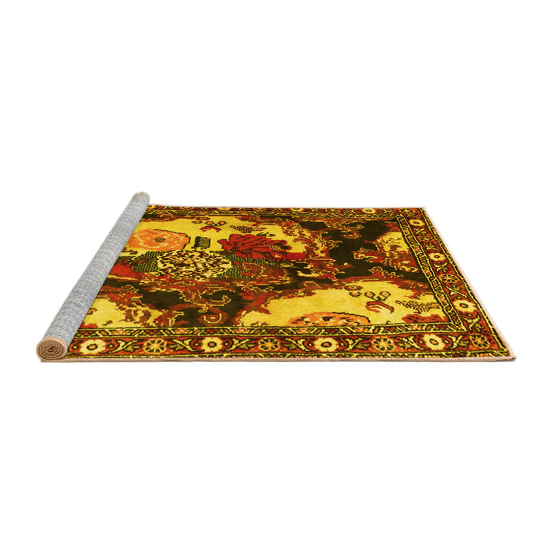 Tapis traditionnels jaunes 1186, Rond 6 pi