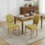 Chaise de salle à manger de style français à 2 pièces en lin olive avec dossier et structure en bois d'hévéa massif, rembourrage en mousse, hauteur de 37,4 po-1044745428