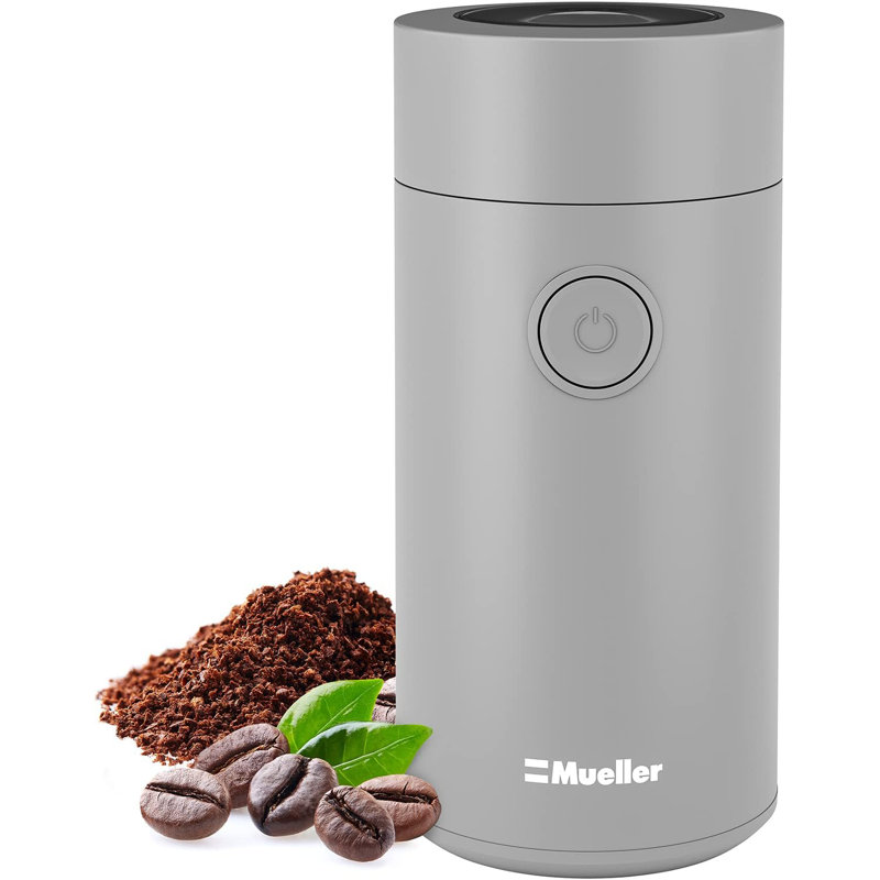 Mueller Gray Electric Coffee Grinder with Stainless Steel Blade