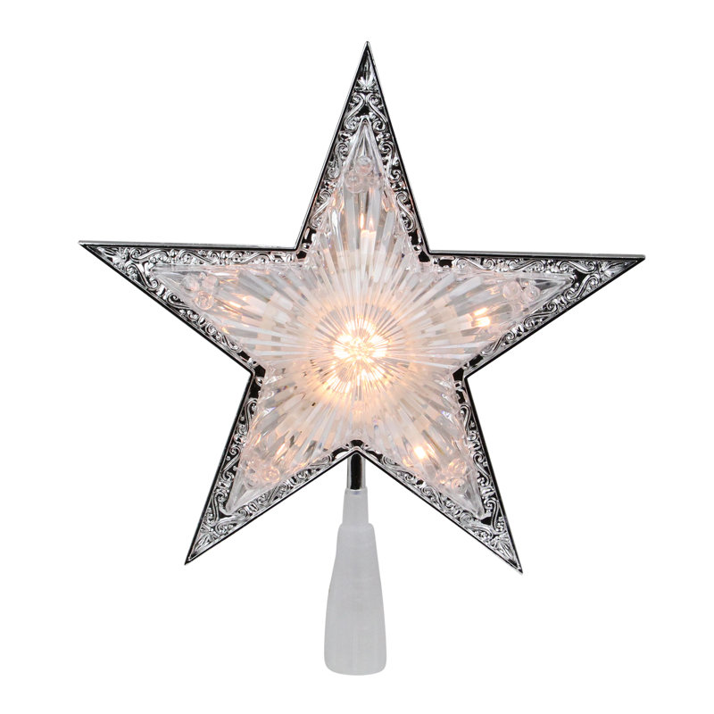 Clear Crystal Star Christmas Tree Topper with Metal Accents