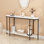 42" 2-Tier Faux Marble Console Table, Narrow Entryway Sofa Table with Metal Frame for Small Spaces