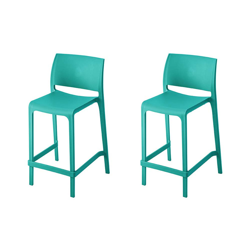 Sensilla Stackable Low Back Counter Stool, Turkish Blue