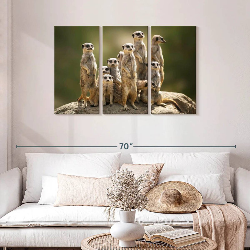 Famille de suricates Brampt, H 24 po x l 38 po