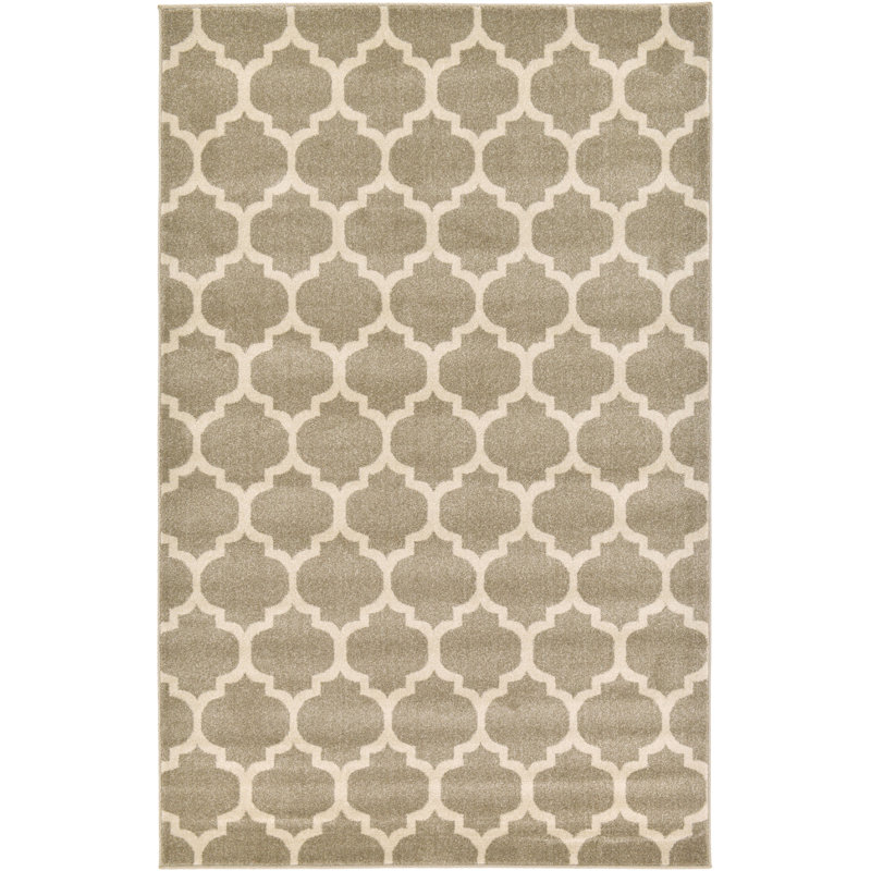 Tapis brun clair / beige tissé à la machine Molly, Rectangulaire 6 pi 1 po x 9 pi