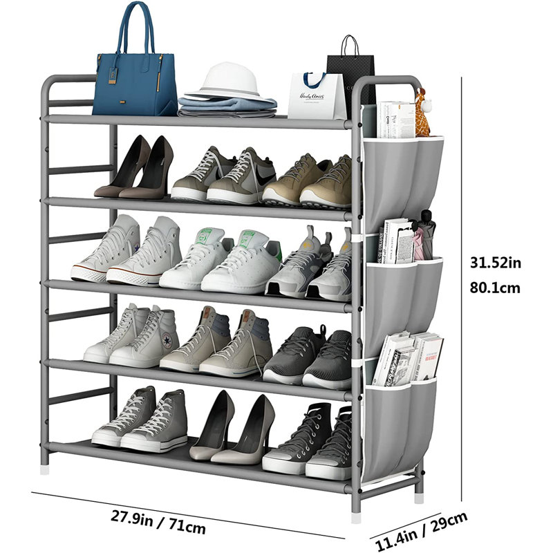 20 Pair Stackable Shoe Rack, Gray