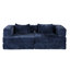 Lit de compression bleu foncé, convertible 2 places au sol avec cadre à forme fixe, tissu chenille, modulaire à monter soi-même pour petits espaces, lit sans ossature pour appartements