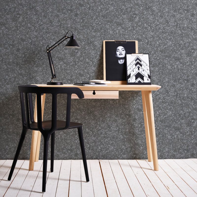 Annetraude Plaster Texture Design 10m x 53cm Wallpaper Roll, Black/Silver