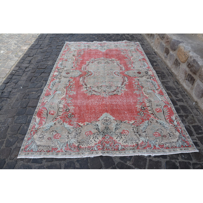 Tapis de 5,6 x 9,6 pi, tapis turcs, tapis rétro, tapis bohème, tapis beige Oushak, tapis tissés à plat